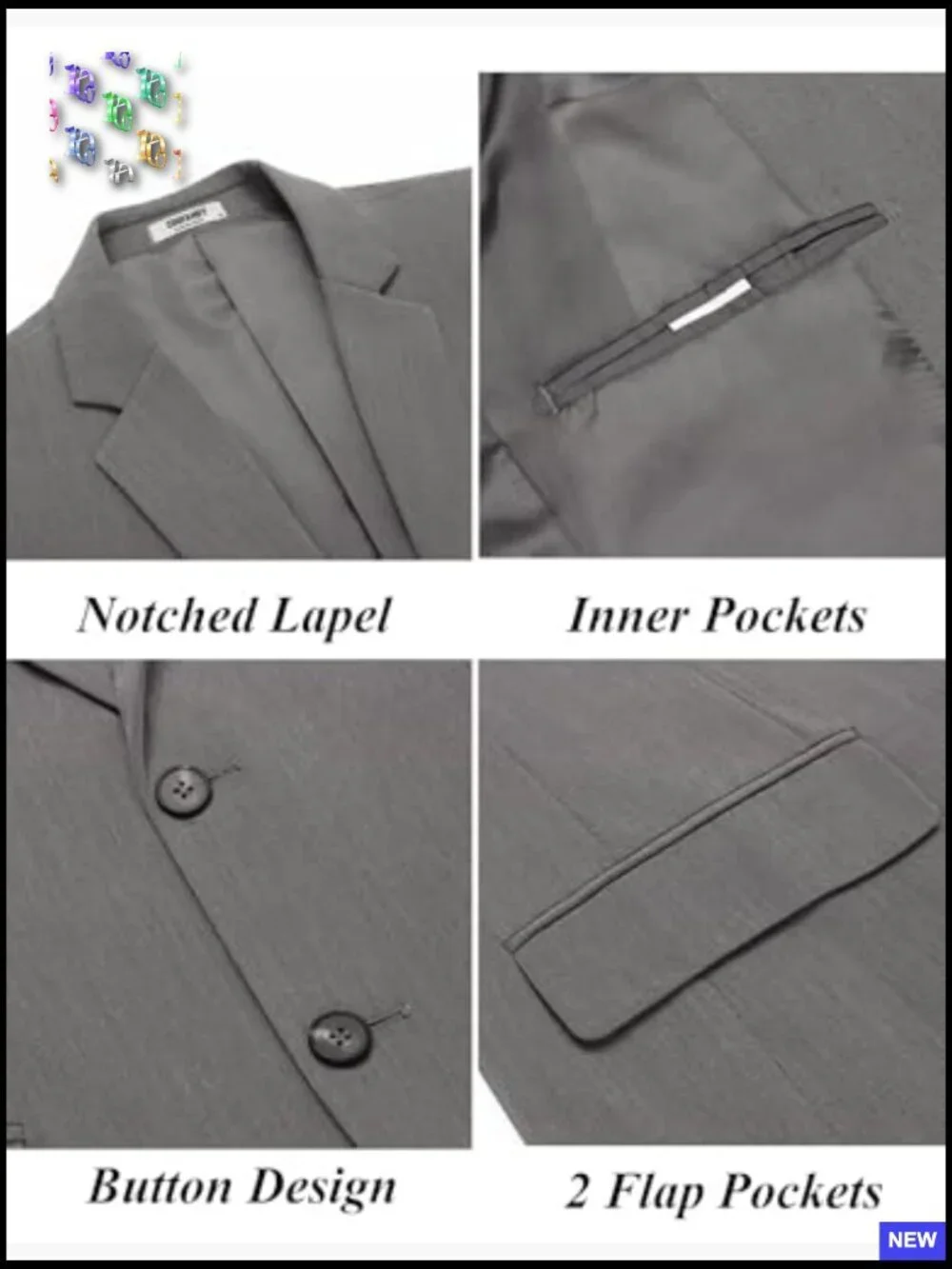 Slim Fit Sport Coat Lightweight Blazer Notch Lapel Two Button Casual Elegant